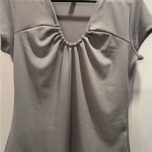 Banana Republic Light Gray Gathered Blouse